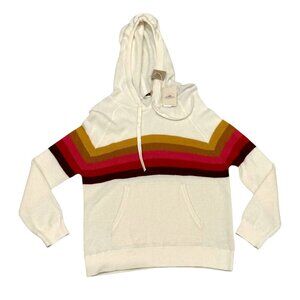 Faherty Women S Throwback Hoodie Sweater Cotton/Cashmere Blend White Stripes NWT